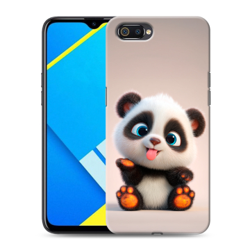 Силиконовый противоударный чехол на Realme C2 с принтом милая панда Силиконовый противоударный чехол на Realme C2 с принтом милая панда
