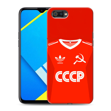 Силиконовый противоударный чехол на Realme C2 с принтом Флаг Герб СССР Силиконовый противоударный чехол на Realme C2 с принтом Флаг Герб СССР