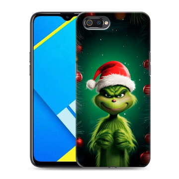 Силиконовый противоударный чехол на Realme C2 с принтом Гринч Новый год Рождество Силиконовый противоударный чехол на Realme C2 с принтом Гринч Новый год Рождество