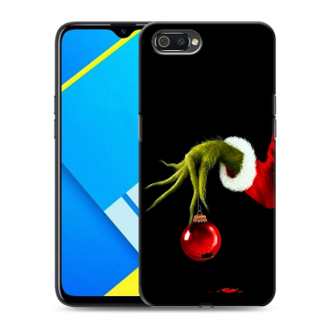 Силиконовый противоударный чехол на Realme C2 с принтом Новый год Гринч Силиконовый противоударный чехол на Realme C2 с принтом Новый год Гринч