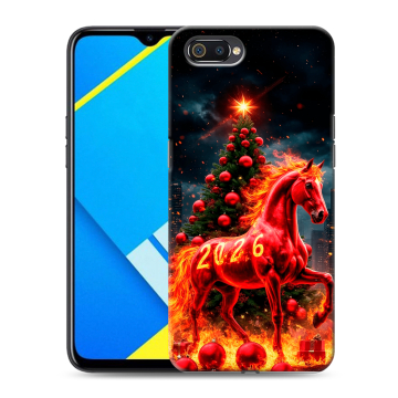 Силиконовый противоударный чехол на Realme C2 с принтом Новый год Силиконовый противоударный чехол на Realme C2 с принтом Новый год