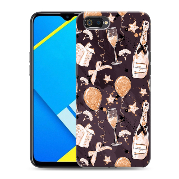 Силиконовый противоударный чехол на Realme C2 с принтом Новый год Силиконовый противоударный чехол на Realme C2 с принтом Новый год