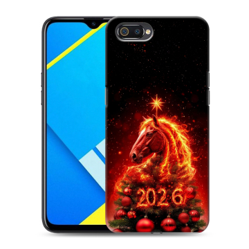 Силиконовый противоударный чехол на Realme C2 с принтом Новый год Силиконовый противоударный чехол на Realme C2 с принтом Новый год
