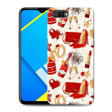 Силиконовый противоударный чехол на Realme C2 с принтом Новый год Силиконовый противоударный чехол на Realme C2 с принтом Новый год