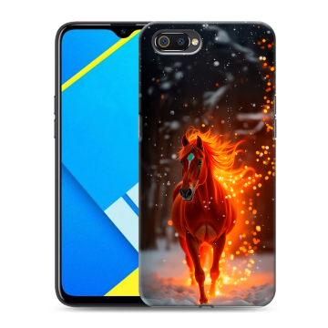 Силиконовый противоударный чехол на Realme C2 с принтом Новый год Силиконовый противоударный чехол на Realme C2 с принтом Новый год