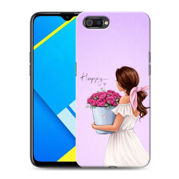 Силиконовый противоударный чехол на Realme C2 с принтом женский Силиконовый противоударный чехол на Realme C2 с принтом женский