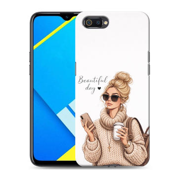 Силиконовый противоударный чехол на Realme C2 с принтом женский Силиконовый противоударный чехол на Realme C2 с принтом женский