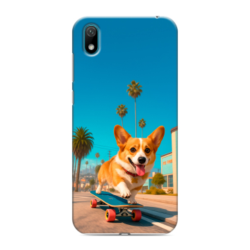 Силиконовый чехол на Huawei Y5 (2019) с принтом Корги на скейте Силиконовый чехол на Huawei Y5 (2019) с принтом Корги на скейте