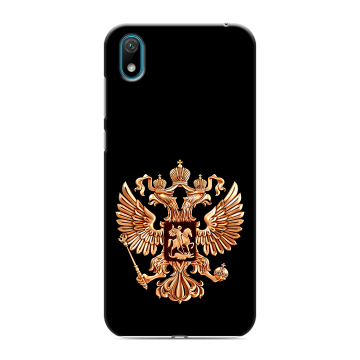 Силиконовый чехол на Huawei Y5 (2019) с принтом Герб России золотой Силиконовый чехол на Huawei Y5 (2019) с принтом Герб России золотой