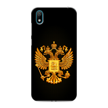 Силиконовый чехол на Huawei Y5 (2019) с принтом Герб России желтый Силиконовый чехол на Huawei Y5 (2019) с принтом Герб России желтый