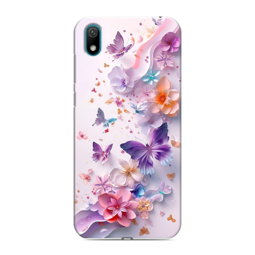 Силиконовый чехол на Huawei Y5 (2019) с принтом цветы бабочки Силиконовый чехол на Huawei Y5 (2019) с принтом цветы бабочки