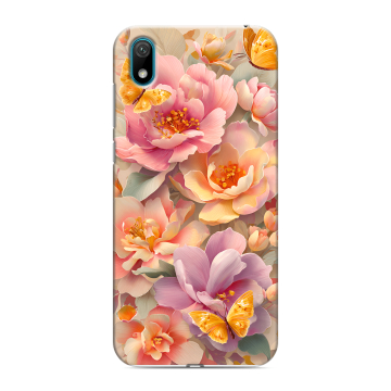 Силиконовый чехол на Huawei Y5 (2019) с принтом Цветы и бабочки
