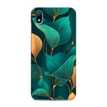 Силиконовый чехол на Huawei Y5 (2019) с принтом Листья и золото