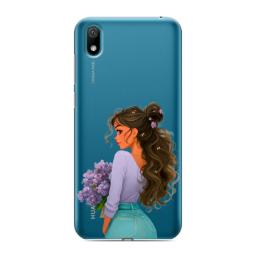 Силиконовый чехол на Huawei Y5 (2019) с принтом девушка цветы