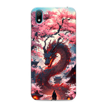 Силиконовый чехол на Huawei Y5 (2019) с принтом Дракон Японский Силиконовый чехол на Huawei Y5 (2019) с принтом Дракон Японский