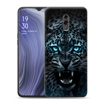 Пластиковый чехол на OPPO Reno Z с принтом Темный леопард Пластиковый чехол на OPPO Reno Z с принтом Темный леопард