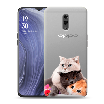 Пластиковый чехол на OPPO Reno Z с принтом Кошки Пластиковый чехол на OPPO Reno Z с принтом Кошки