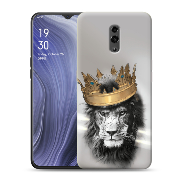 Пластиковый чехол на OPPO Reno Z с принтом Лев с короной Пластиковый чехол на OPPO Reno Z с принтом Лев с короной
