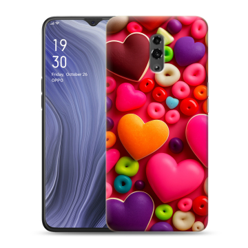 Пластиковый чехол на OPPO Reno Z с принтом Сердечки