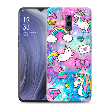Пластиковый чехол на OPPO Reno Z с принтом Единороги
