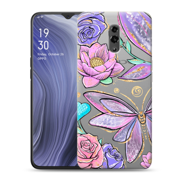 Пластиковый чехол на OPPO Reno Z с принтом Бабочки и цветы