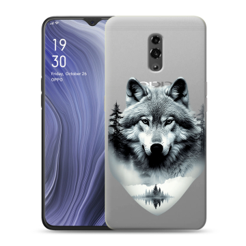 Пластиковый чехол на OPPO Reno Z с принтом Волк в лесу
