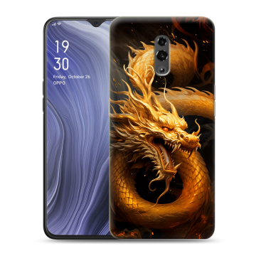 Пластиковый чехол на OPPO Reno Z с принтом Золотой дракон