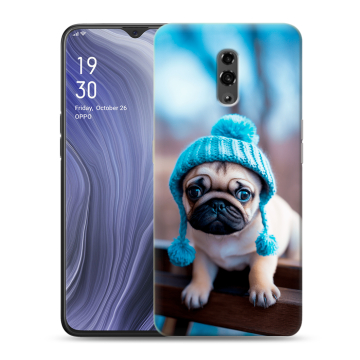 Пластиковый чехол на OPPO Reno Z с принтом Мопс в шапке