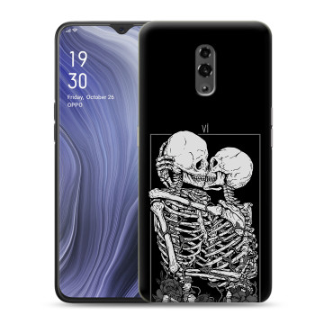 Пластиковый чехол на OPPO Reno Z с принтом Поцелуй скелетов