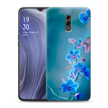 Пластиковый чехол на OPPO Reno Z с принтом Голубые цветы