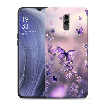 Пластиковый чехол на OPPO Reno Z с принтом бабочки и лаванда