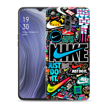 Пластиковый чехол на OPPO Reno Z с принтом найк nike черный
