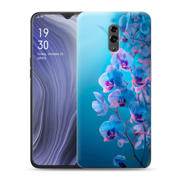 Пластиковый чехол на OPPO Reno Z с принтом голубые орхидеи