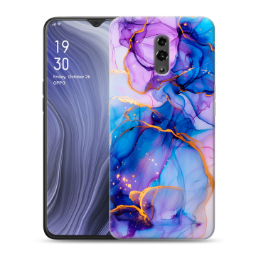 Пластиковый чехол на OPPO Reno Z с принтом синий мрамор