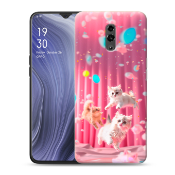 Пластиковый чехол на OPPO Reno Z с принтом милые котики Пластиковый чехол на OPPO Reno Z с принтом милые котики