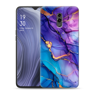 Пластиковый чехол на OPPO Reno Z с принтом синий мрамор