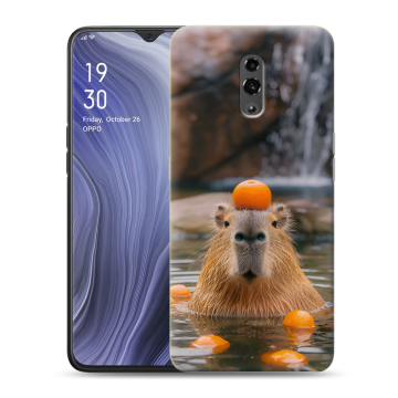 Пластиковый чехол на OPPO Reno Z с принтом Капибара с апельсином Пластиковый чехол на OPPO Reno Z с принтом Капибара с апельсином