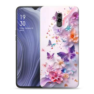 Пластиковый чехол на OPPO Reno Z с принтом цветы бабочки