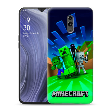 Пластиковый чехол на OPPO Reno Z с принтом Майнкрафт