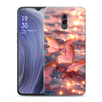 Пластиковый чехол на OPPO Reno Z с принтом бабочки розовые
