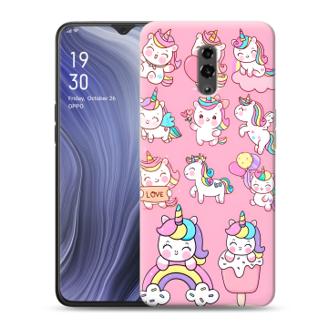 Пластиковый чехол на OPPO Reno Z с принтом Единороги и радуга Пластиковый чехол на OPPO Reno Z с принтом Единороги и радуга