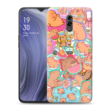 Пластиковый чехол на OPPO Reno Z с принтом капибары Пластиковый чехол на OPPO Reno Z с принтом капибары