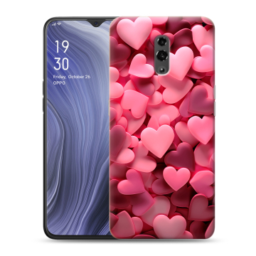 Пластиковый чехол на OPPO Reno Z с принтом розовые сердечки
