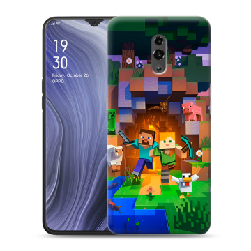 Пластиковый чехол на OPPO Reno Z с принтом Майнкрафт Minecraft