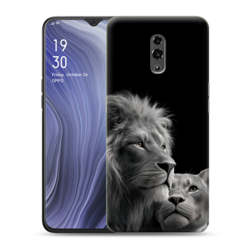 Пластиковый чехол на OPPO Reno Z с принтом Лев кошки Пластиковый чехол на OPPO Reno Z с принтом Лев кошки