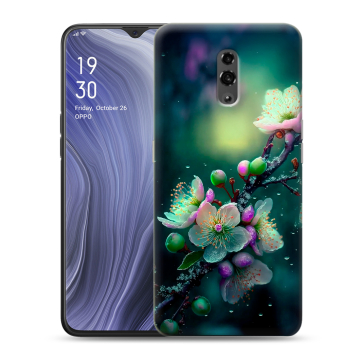 Пластиковый чехол на OPPO Reno Z с принтом Цветы и мрамор