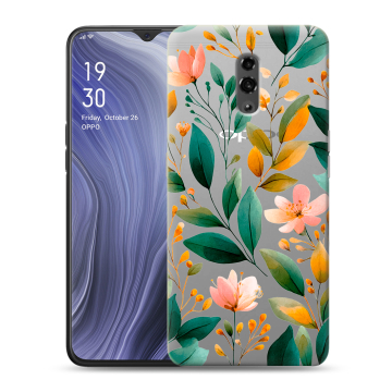 Пластиковый чехол на OPPO Reno Z с принтом Цветы паттерн Пластиковый чехол на OPPO Reno Z с принтом Цветы паттерн