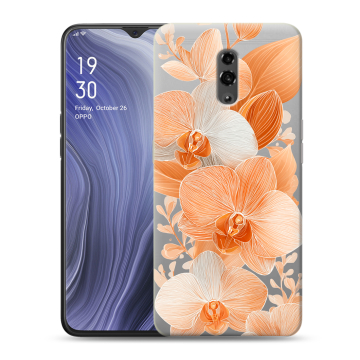 Пластиковый чехол на OPPO Reno Z с принтом Бежевые цветы Пластиковый чехол на OPPO Reno Z с принтом Бежевые цветы