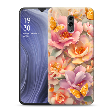 Пластиковый чехол на OPPO Reno Z с принтом Цветы и бабочки Пластиковый чехол на OPPO Reno Z с принтом Цветы и бабочки