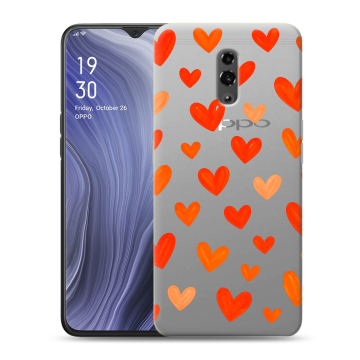 Пластиковый чехол на OPPO Reno Z с принтом Сердечки Пластиковый чехол на OPPO Reno Z с принтом Сердечки